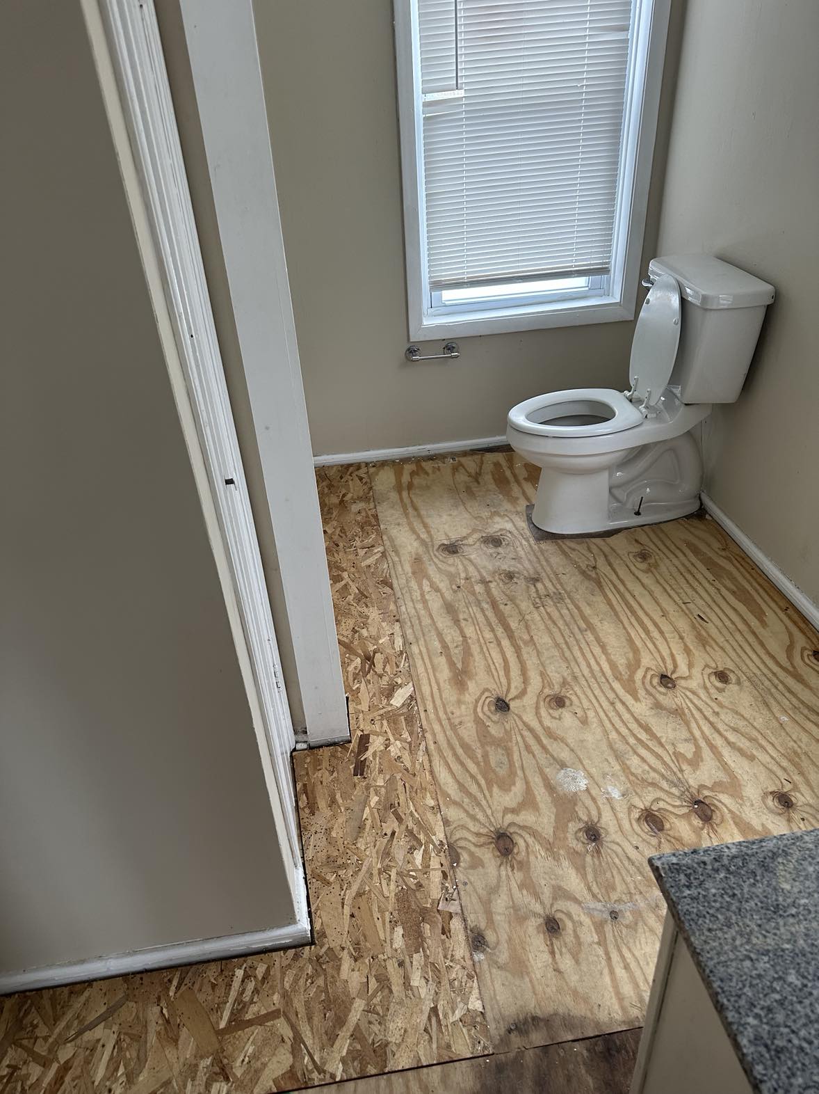 bathroom with wooden floor