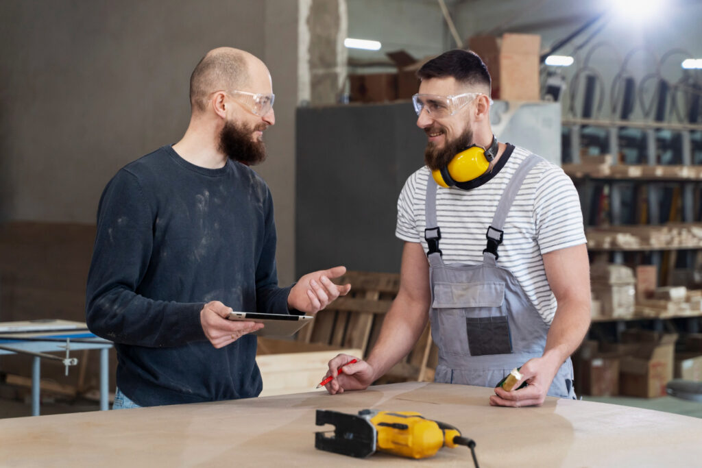 men working cutting